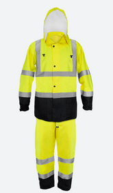 Ironwear 9510 Hi-Visibility 2 Pieces Rain Jacket and Pants with Black Bottom