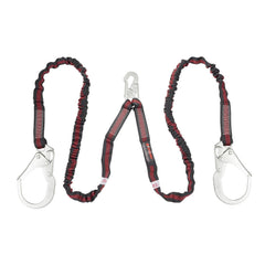 KStrong® 6 ft. Twin leg 100% Tie-Off Internal Design Shock Absorbing Lanyard with (1) Snap Hook and (2) Rebar Hooks (ANSI)