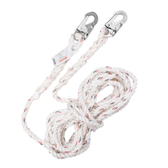 KStrong 25 ft. Vertical White Polydac Rope Lifeline with Snap Hooks at Both Ends