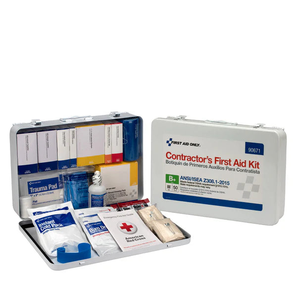 First Aid Only 50 Person Contractor ANSI B+ First Aid Kit, Metal Case, Type III, ANSI 2015 Compliant