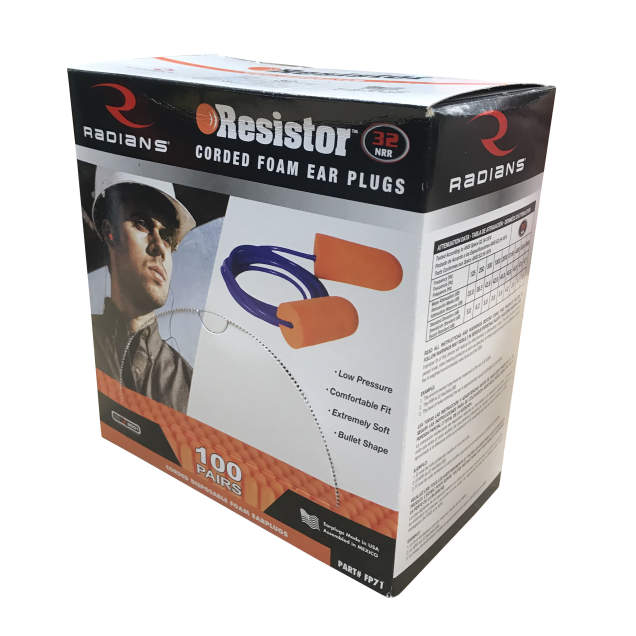Radians Resistor 32 Disposable Foam Earplug - Corded