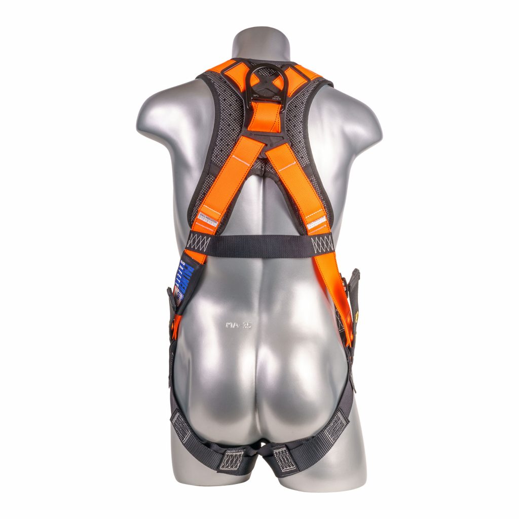 Palmer Safety Harness Padded Back, SRL Back Plate, QCB Chest, Tongue and Buckle Leg Straps, Orange
