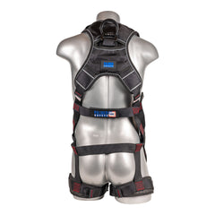 Palmer Safety Akula Series Harness 5pt., Padded Back/H-Style Legs, QCB, SRL Back Plate, Black