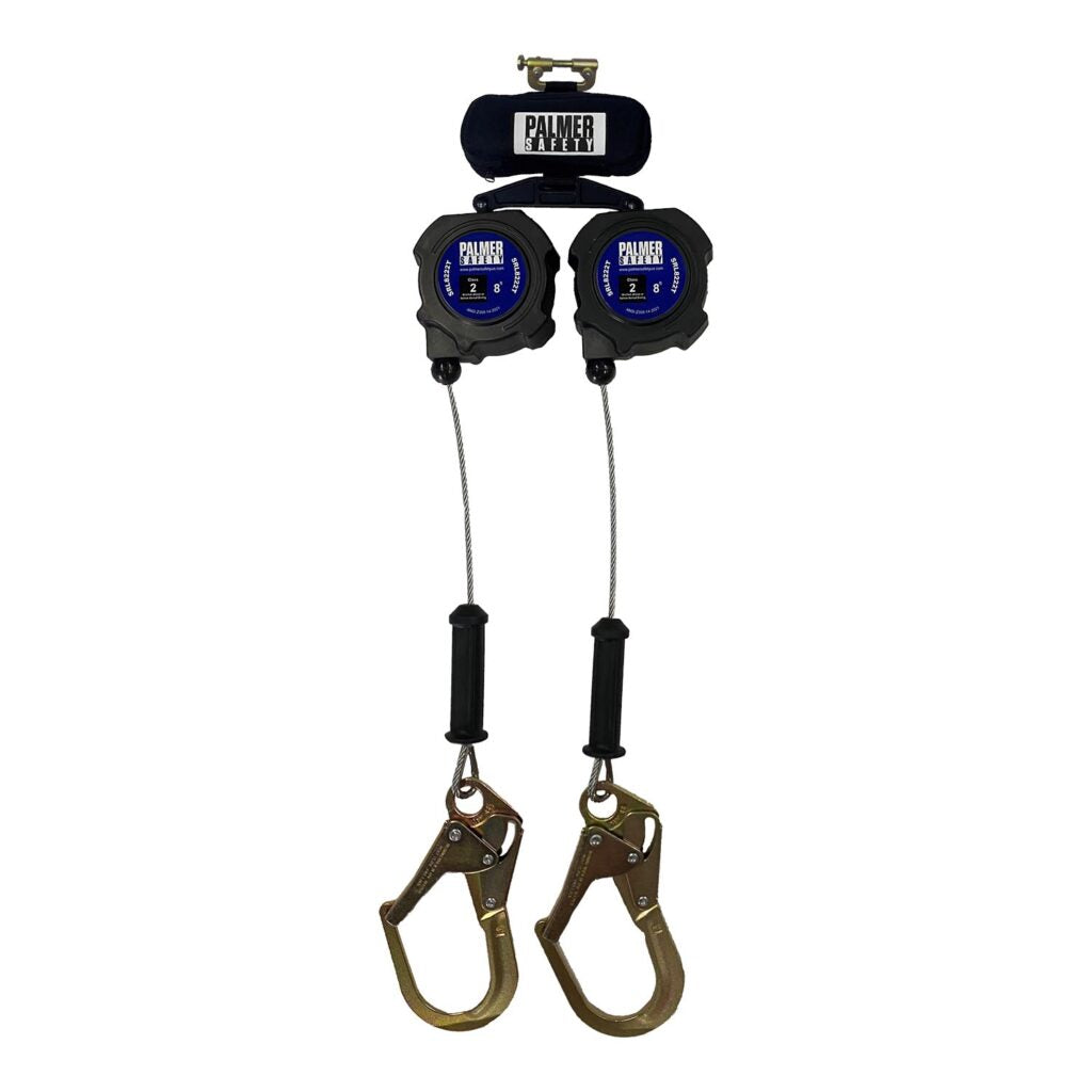 Palmer Safety MicroBEAST EDGE Series 8’ Twin Leading Edge Lightweight Cable SRL with Rebar Hooks