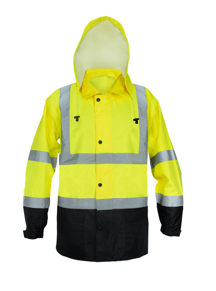 Ironwear 9510 Hi-Visibility 2 Pieces Rain Jacket and Pants with Black Bottom