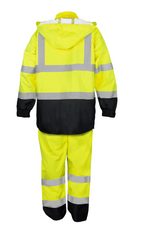 Ironwear 9510 Hi-Visibility 2 Pieces Rain Jacket and Pants with Black Bottom