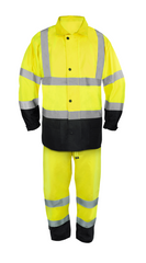 Ironwear 9510 Hi-Visibility 2 Pieces Rain Jacket and Pants with Black Bottom