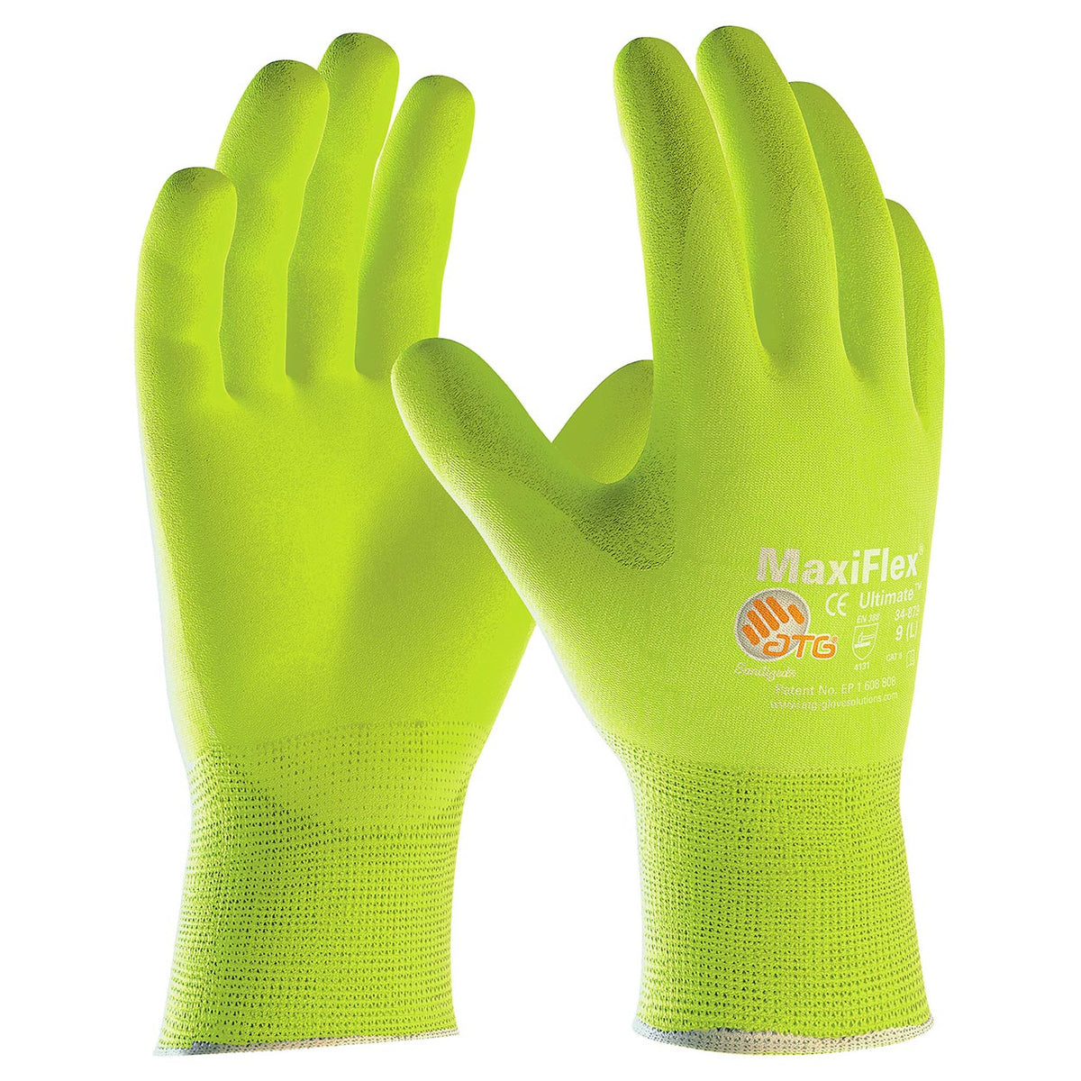 PIP 34-874FY MaxiFlex Ultimate Hi-Vis Gloves - Nitrile Palm (12ct)