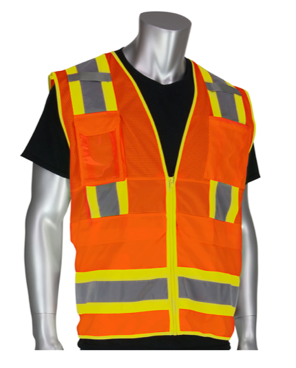 Safety Vest, Reflective, ANSI Class 2, Lime, D-Ring, Pockets, case/10